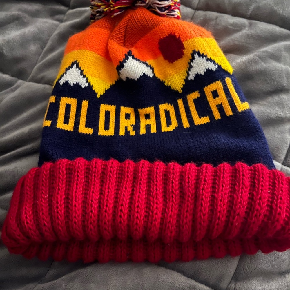 Coloradical Knit Beanie with Pom Pom